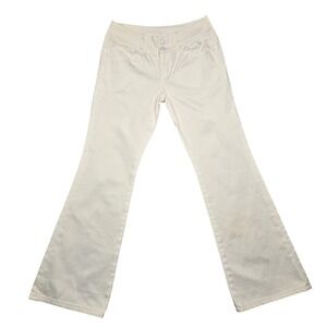 London Jean Jeans Womens 4 White Flare Low‎ Rise Stretch Denim Double Button